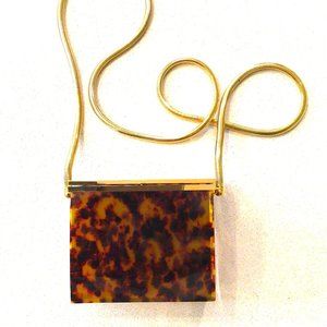 Vintage Leopard Lucite Gold Snake Chain micro Mini Minaudiere Chanel Bag